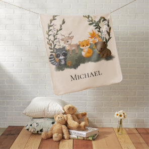 Personalized Woodland Forest Animals Baby Blanket