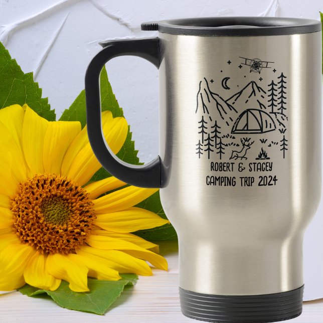 Personalized Woodland Forest Pine Tree Airplane Travel Mug (Creator Uploaded)