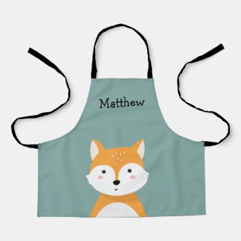 Personalized Woodland Fox Kids Apron by OS_Designs at Zazzle