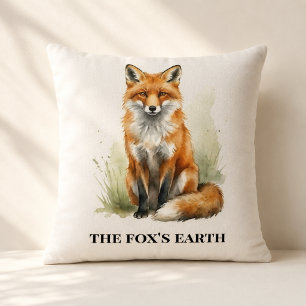 Personalized Woodland Fox Northwoods Cozy Den Throw Pillow