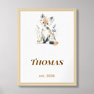 Personalized Woodland Fox Nursery Name Print