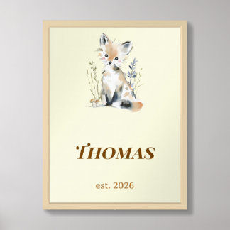 Personalized Woodland Fox Nursery Name Print