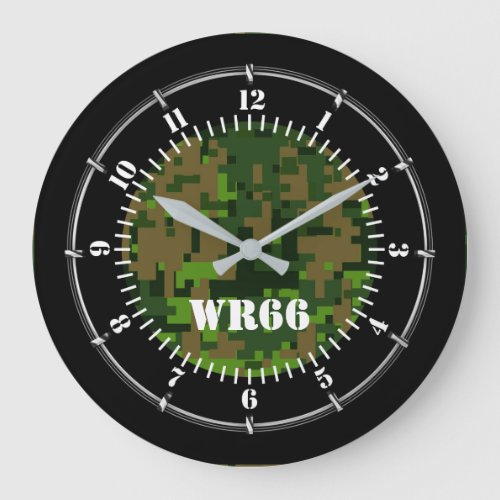 Personalized Woodland Green Camouflage on a Large Clock
