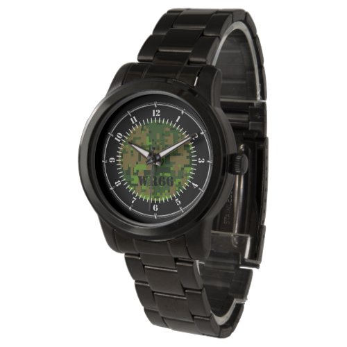 Personalized Woodland Green Camouflage Watch