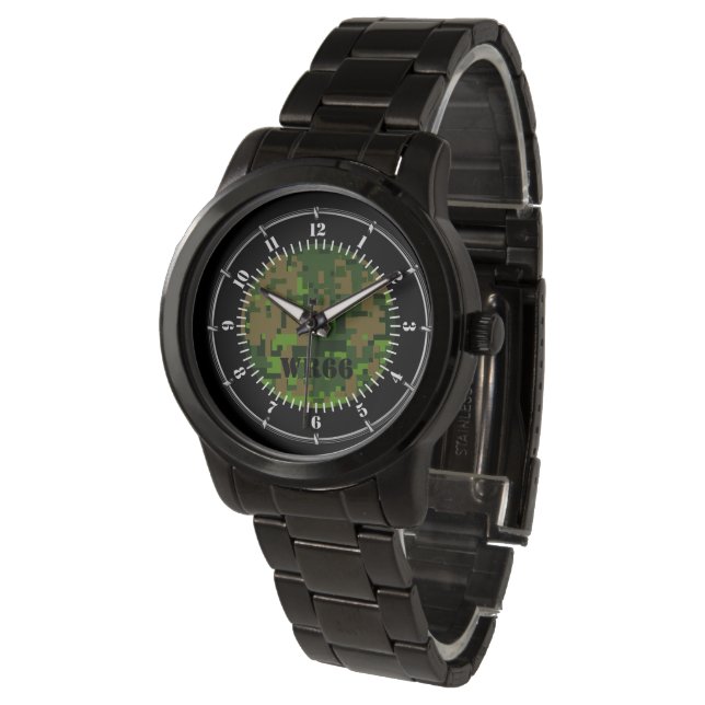 Personalized Woodland Green Camouflage Watch (Angled)