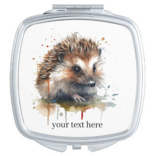 Personalized Woodland Hedgehog Beauty Gift Compact Mirror