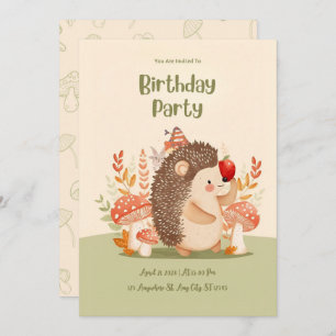 Personalized Woodland Hedgehog Birthday Invitation