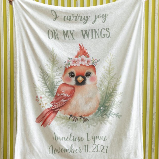 Personalized Woodland Nursery Cardinal Positive  Sherpa Blanket (Creator Uploaded)