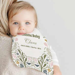 Personalized Woodland Storybook Baby Arrival Baby Burp Cloth