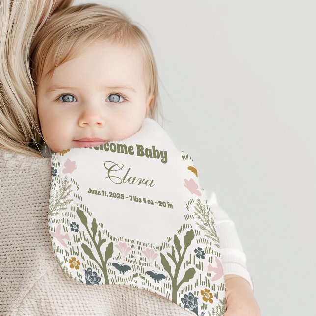 Personalized Woodland Storybook Baby Arrival Baby Burp Cloth (Creator Uploaded)