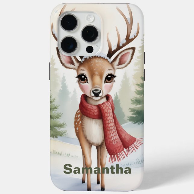 Personalized Woodland Winter, Farmhouse Xmas,      Case-Mate iPhone Case (Back)