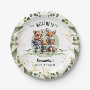 Personalized Woodland Wonders Baby Shower Paper Plates