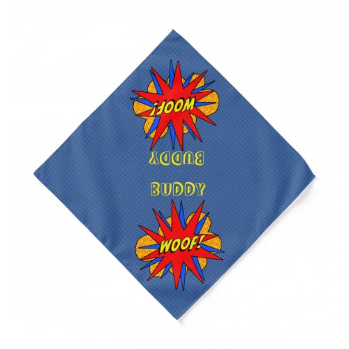 Personalized Woof Comic Burst Dog Bandana