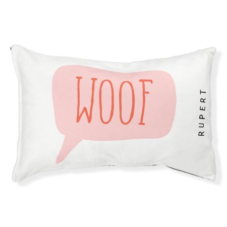 Personalized Woof Dog Name Pet Bed