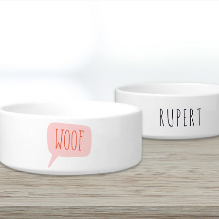 Personalized Woof Dog Name Small Bowl