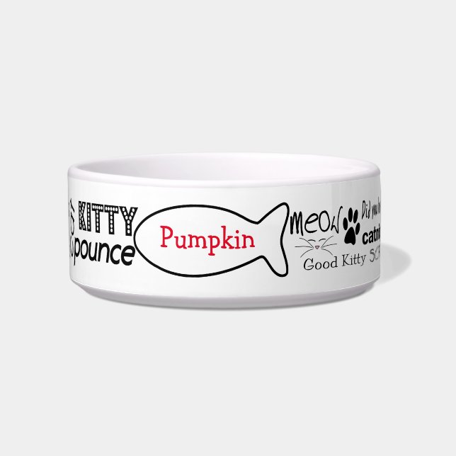Personalized Word Art Cat Bowl (Front)
