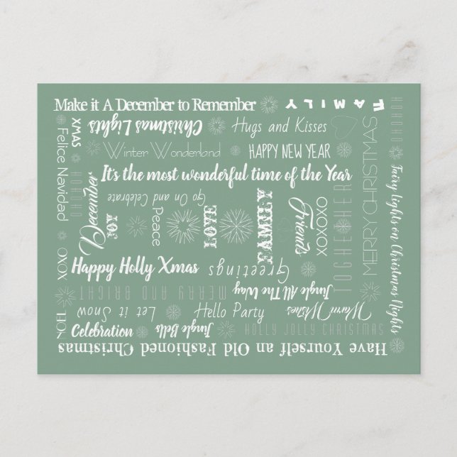  Personalized Words Best Wishes Holiday Postcard (Front)