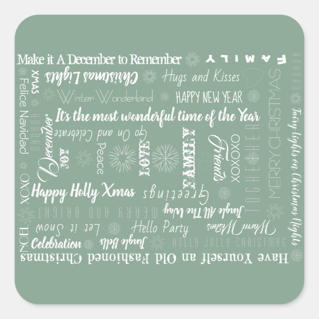  Personalized Words Best Wishes Square Sticker (Front)