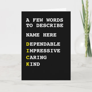 Personalized Words to Describe Card