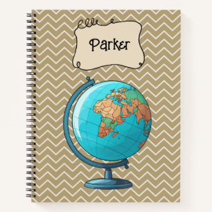 Personalized World Globe Student Notebook