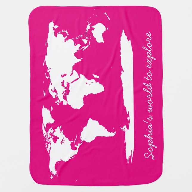 Personalized World Map & Alphabets Stroller Blanket (Front)