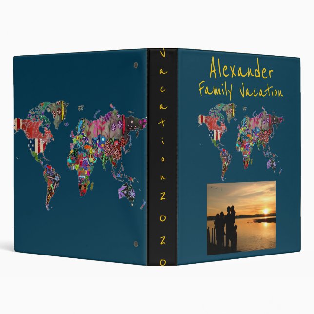 Personalized World Map Vacation Binder (Background)