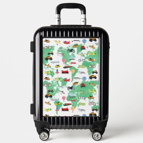 Personalized World Map Vehicles Luggage