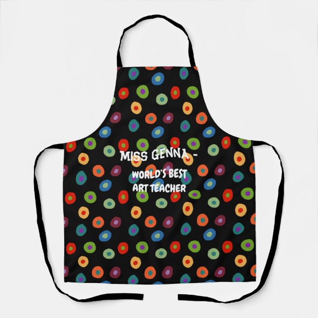 Personalized World’s Best Art Teacher Colorful Apron (Front)