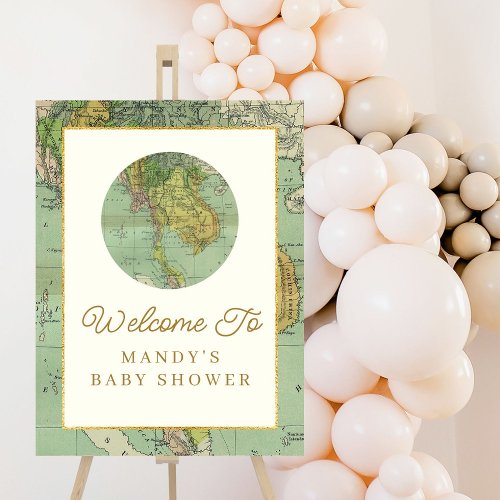 Personalized World Travel Baby Shower Welcome Sign