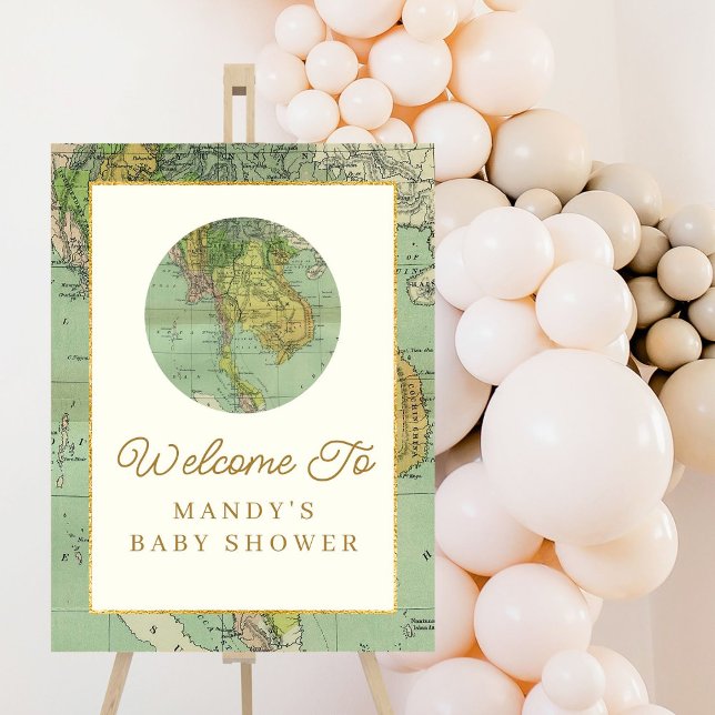 Personalized World Travel Baby Shower Welcome Sign (Creator Uploaded)