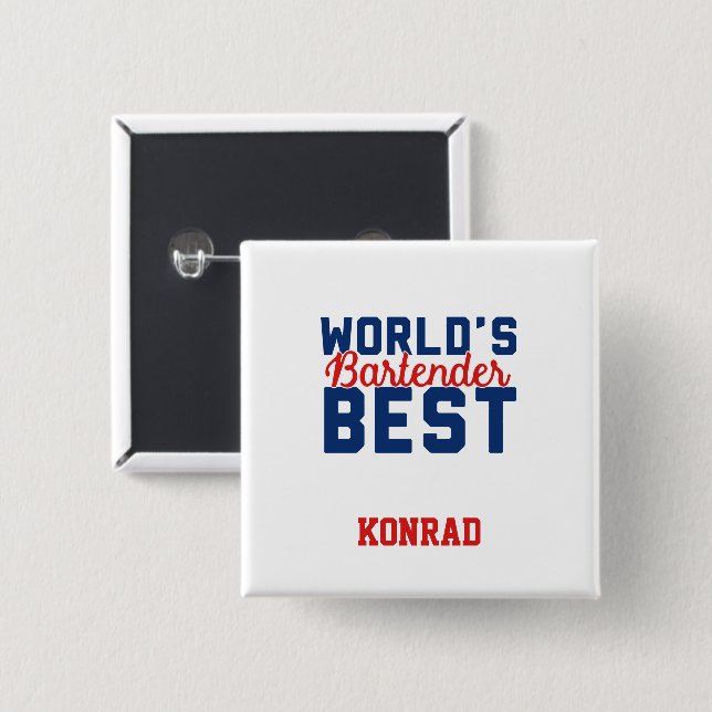 Personalized World's Best Bartender Button (Front & Back)