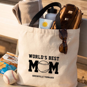 Personalized Worlds Best Baseball Mom Gift for Mom Tote Bag