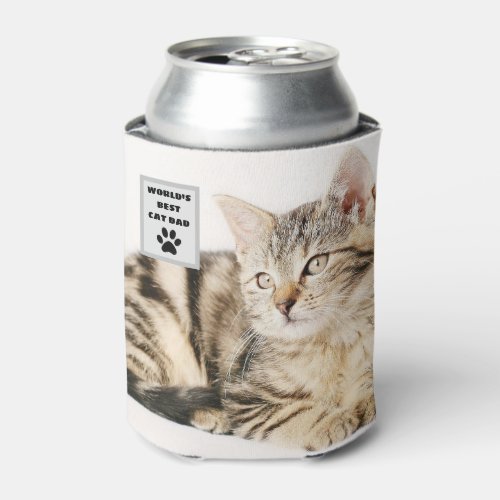 Personalized Worlds Best Cat Dad Custom Photo Can Cooler