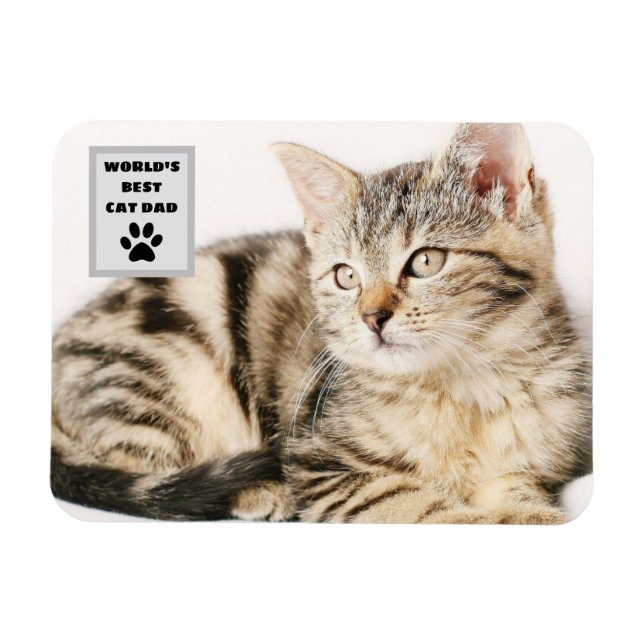 Personalized World's Best Cat Dad Custom Photo Magnet (Horizontal)