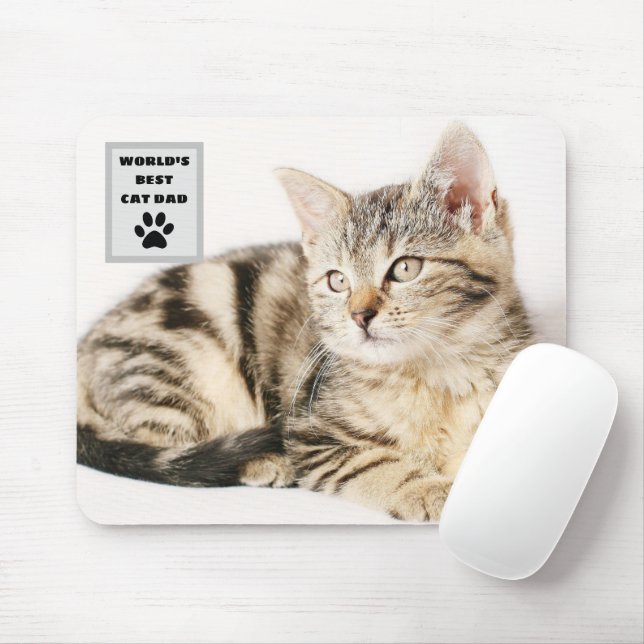 Personalized World's Best Cat Dad Custom Photo Mouse Pad (With Mouse)