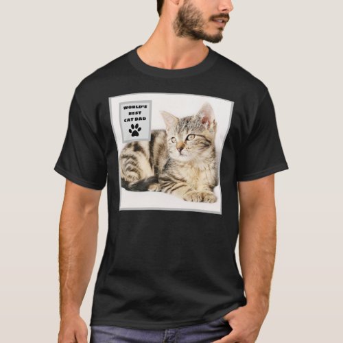 Personalized Worlds Best Cat Dad Custom Photo T_Shirt
