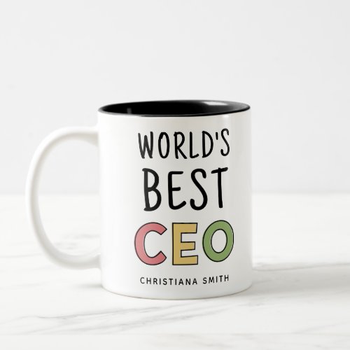 Personalized Worlds Best CEO Two_Tone Coffee Mug