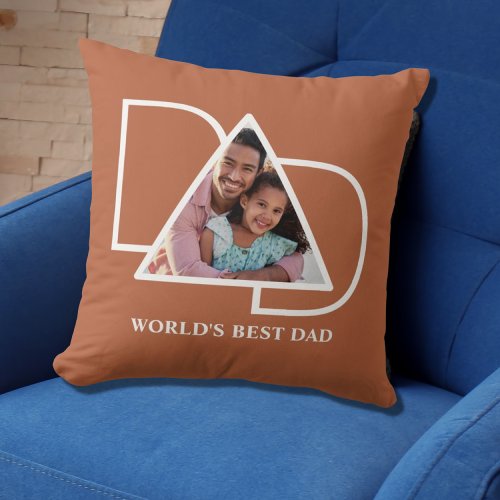Personalized Worlds Best Dad Terracotta Photo  Throw Pillow