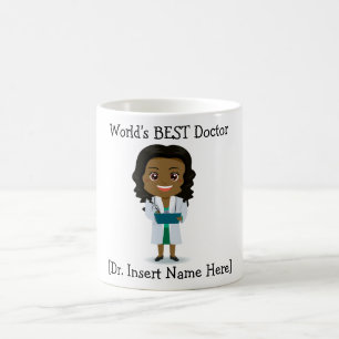 Personalized World's BEST Doctor, Black Female Coffee Mug