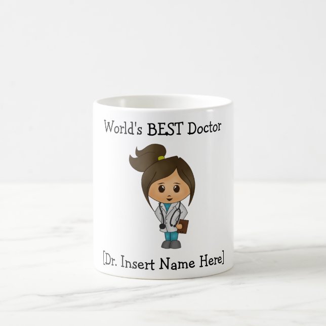 Personalized World's Best DOCTOR, Cute Female Coffee Mug (Center)