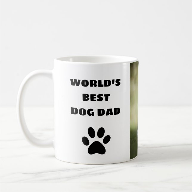 Personalized World's Best Dog Dad Custom Photo Coffee Mug (Left)