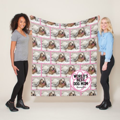 Personalized Worlds Best Dog Mom Photo Fleece Blanket