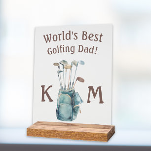 Personalized World's Best Golf Dad Monogram Acrylic Sign