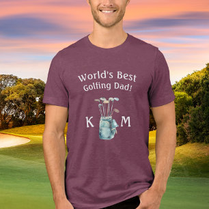 Personalized World's Best Golf Dad Monogram Tri-Blend Shirt