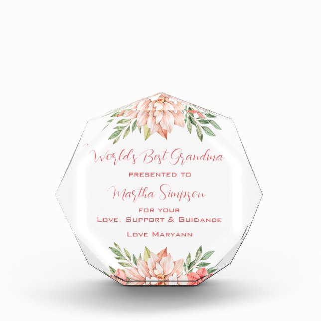 Personalized World's Best Grandma Award (Front)