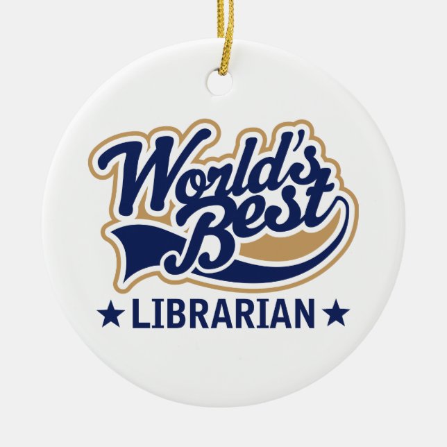 Personalized Worlds Best Librarian Gift Ceramic Ornament (Front)