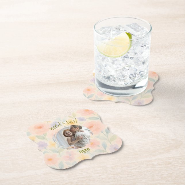 Personalized 'World's Best Mom' Paper Coaster (Insitu)