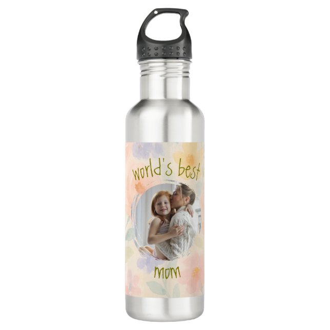 Personalized 'World's Best Mom' Water Bottle (Front)