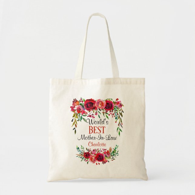 Personalized World's Best Mother-In-Law Tote Bag (Front)