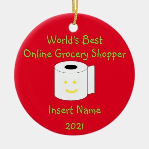 Personalized Worlds Best Online Grocery Shopper C Ceramic Ornament
